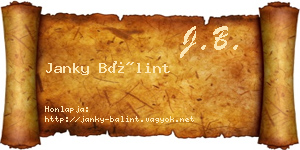 Janky Bálint névjegykártya