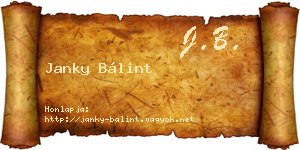 Janky Bálint névjegykártya